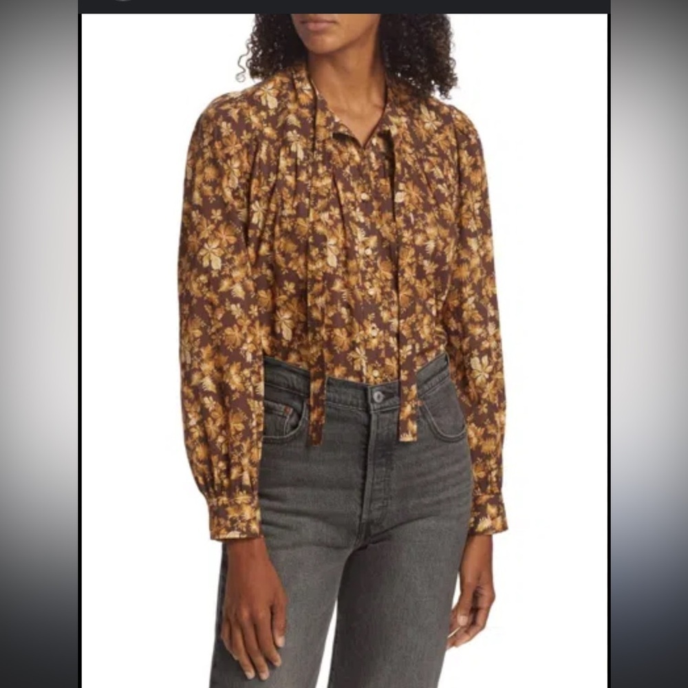 DÔEN WOMEN'S NORMA COTTON VOILE FLORAL BLOUSE IN FERN GROVE FLORAL